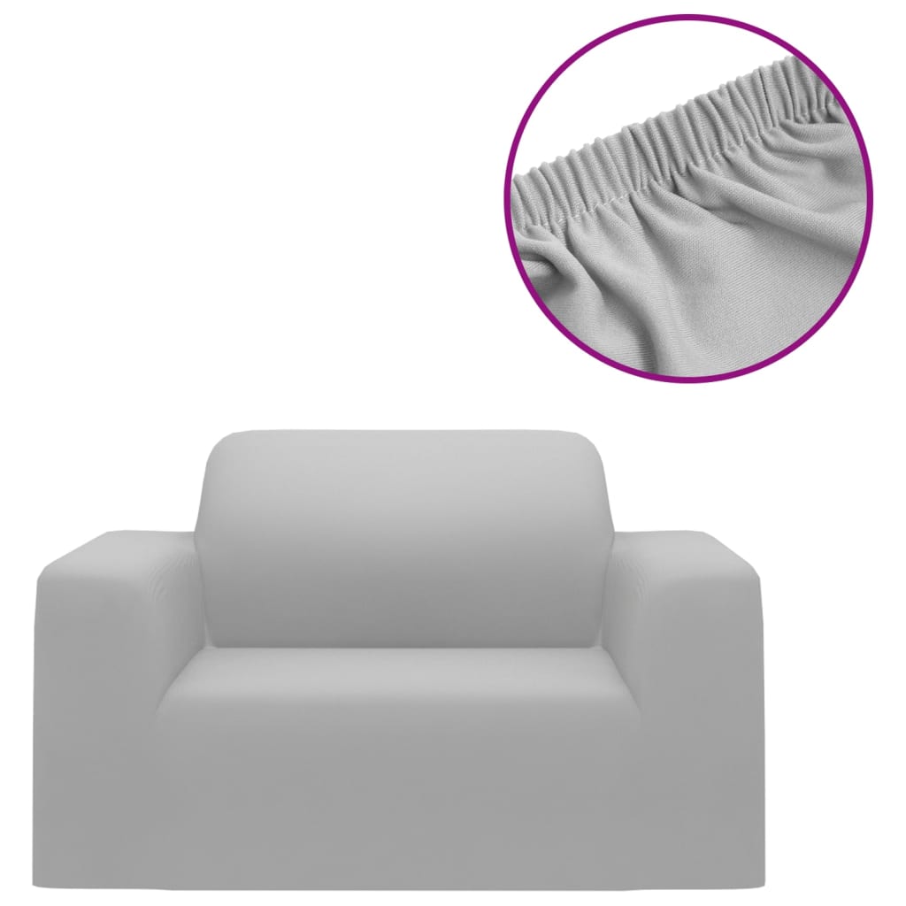 Stretch Meubelhoes Voor Bank Grijs Polyester Jersey