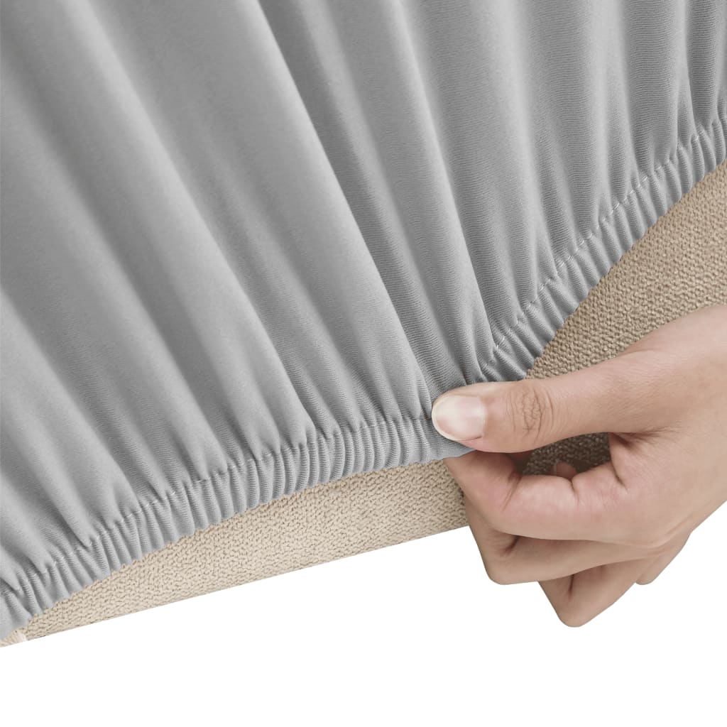 Stretch Meubelhoes Voor Bank Grijs Polyester Jersey