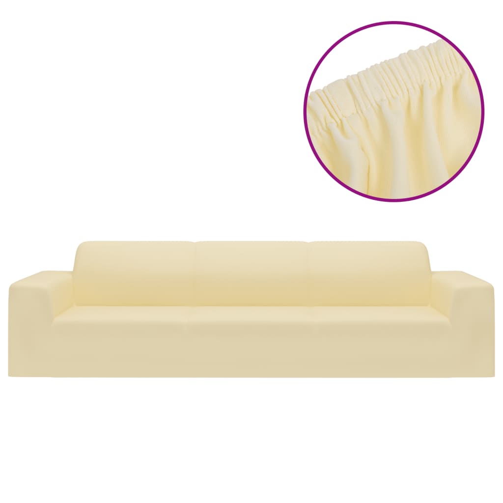 Vierzitsbankhoes Stretch Polyester Jersey Crèmekleurig