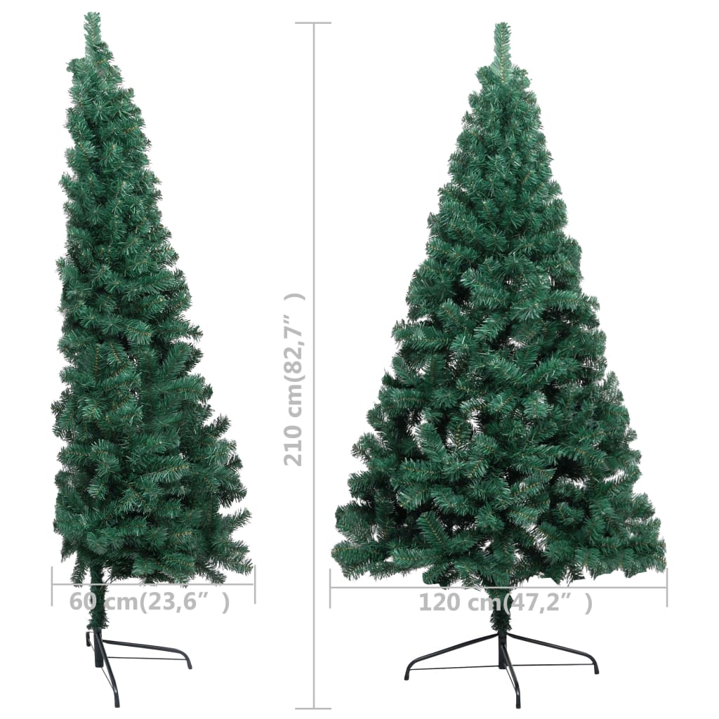Kunstkerstboom Met Led's En Standaard Half 210 Cm Pvc Groen