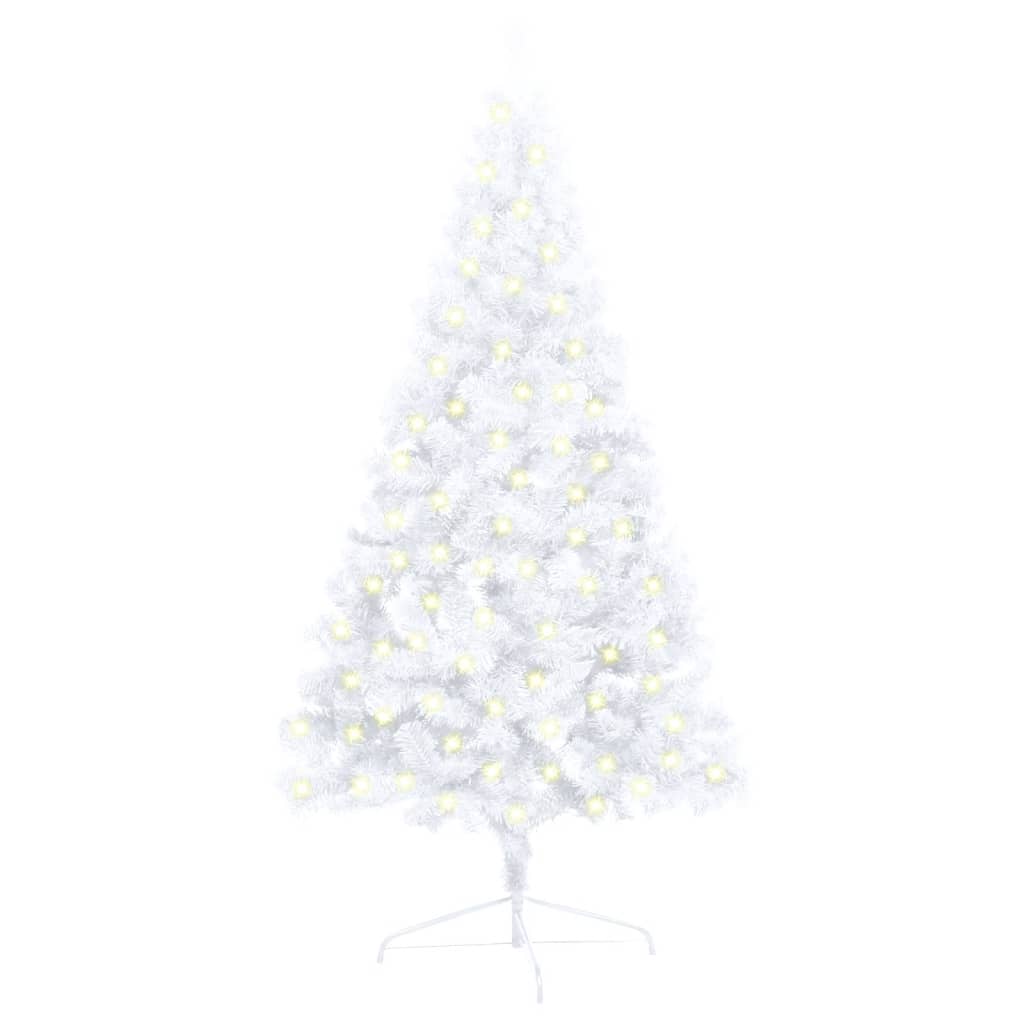 Kunstkerstboom Met Led's En Standaard Half 120 Cm Pvc Wit