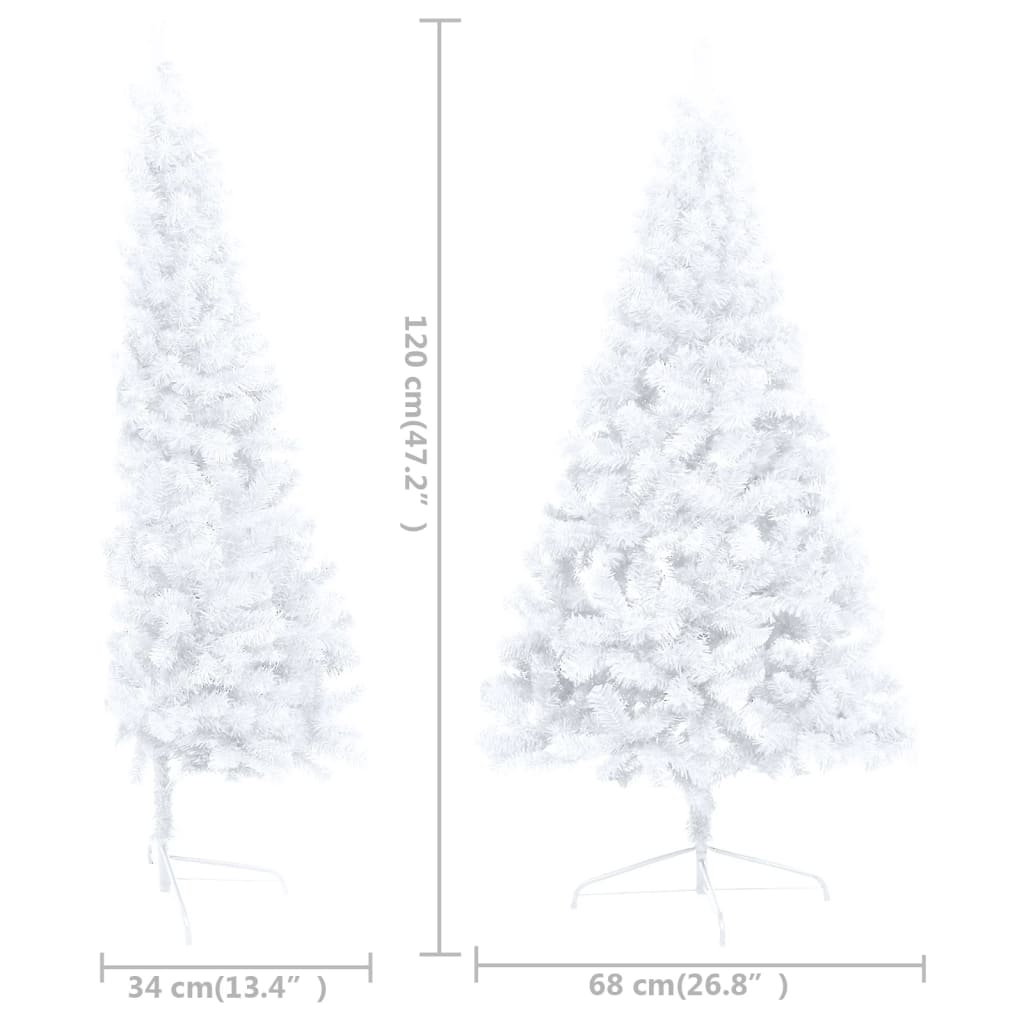 Kunstkerstboom Met Led's En Standaard Half 120 Cm Pvc Wit