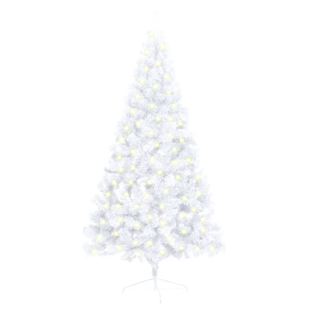 Kunstkerstboom Met Led's En Standaard Half 150 Cm Pvc Wit
