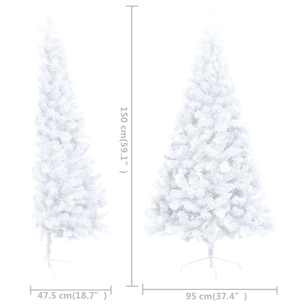 Kunstkerstboom Met Led's En Standaard Half 150 Cm Pvc Wit