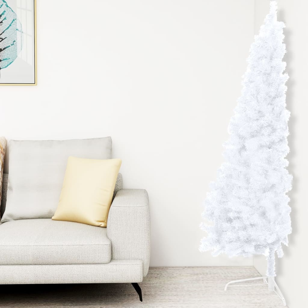 Kunstkerstboom Met Led's En Standaard Half 180 Cm Pvc Wit