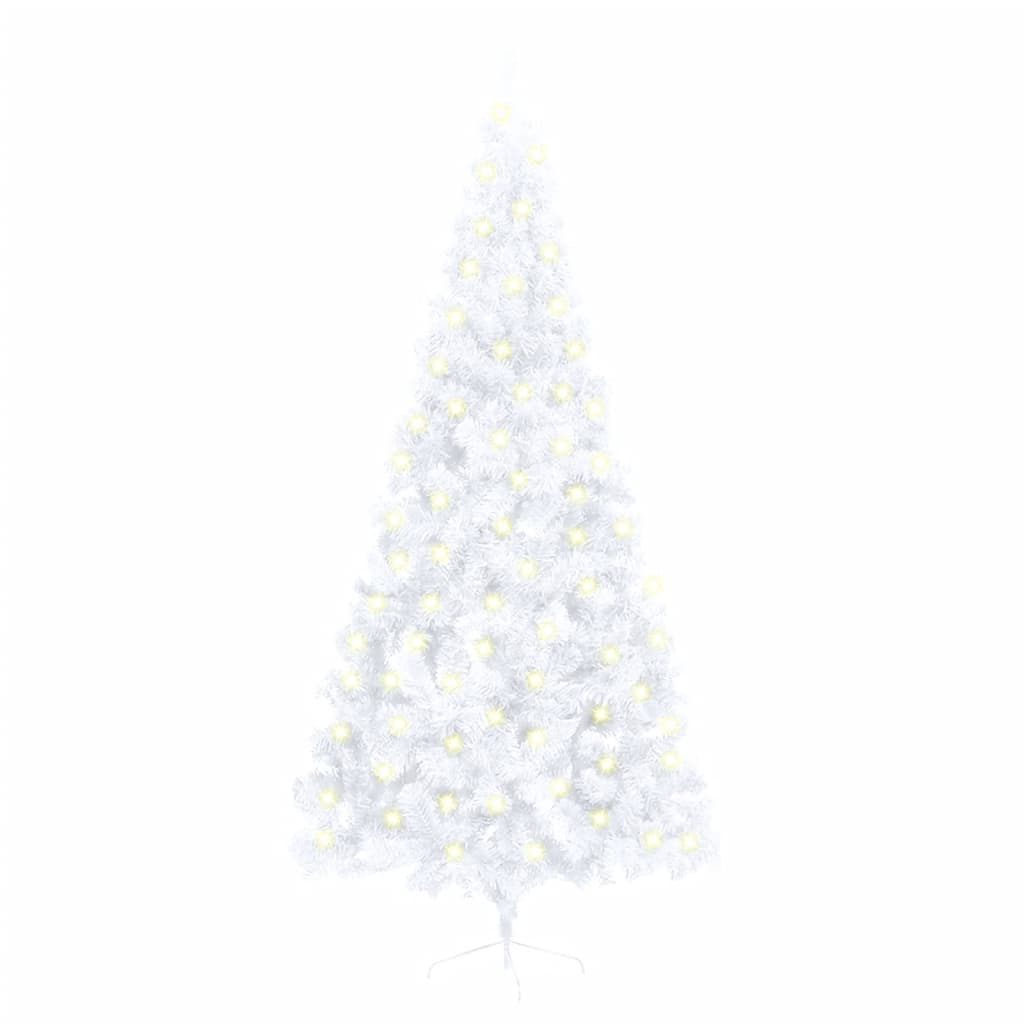 Kunstkerstboom Met Led's En Standaard Half 210 Cm Pvc Wit