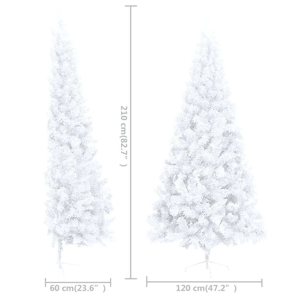 Kunstkerstboom Met Led's En Standaard Half 210 Cm Pvc Wit