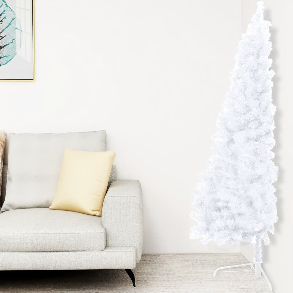 Kunstkerstboom Met Led's En Standaard Half 210 Cm Pvc Wit
