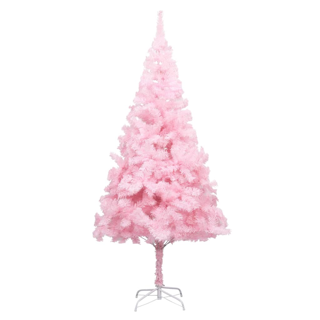 Kunstkerstboom Met Led's En Standaard 210 Cm Pvc Roze