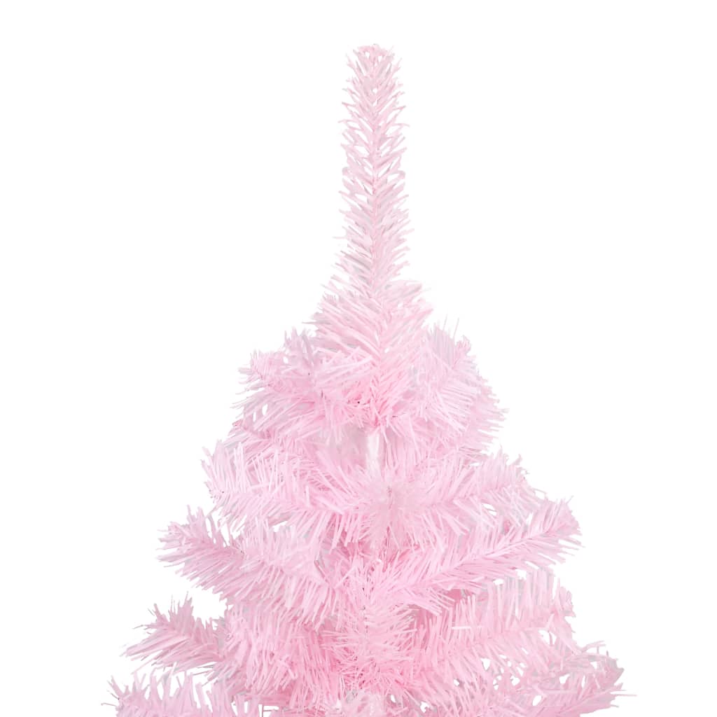 Kunstkerstboom Met Led's En Standaard 210 Cm Pvc Roze