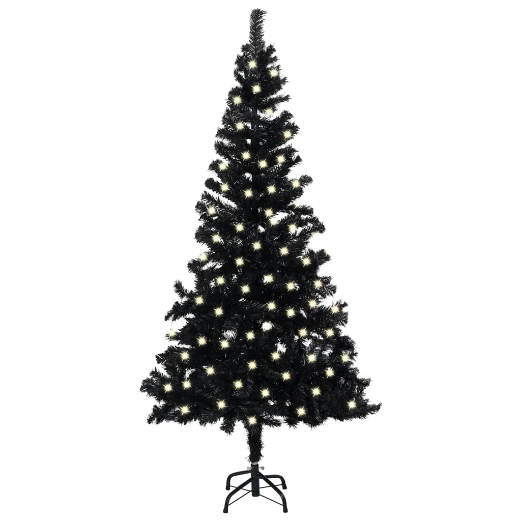 Kunstkerstboom Met Led's En Standaard 120 Cm Pvc Zwart