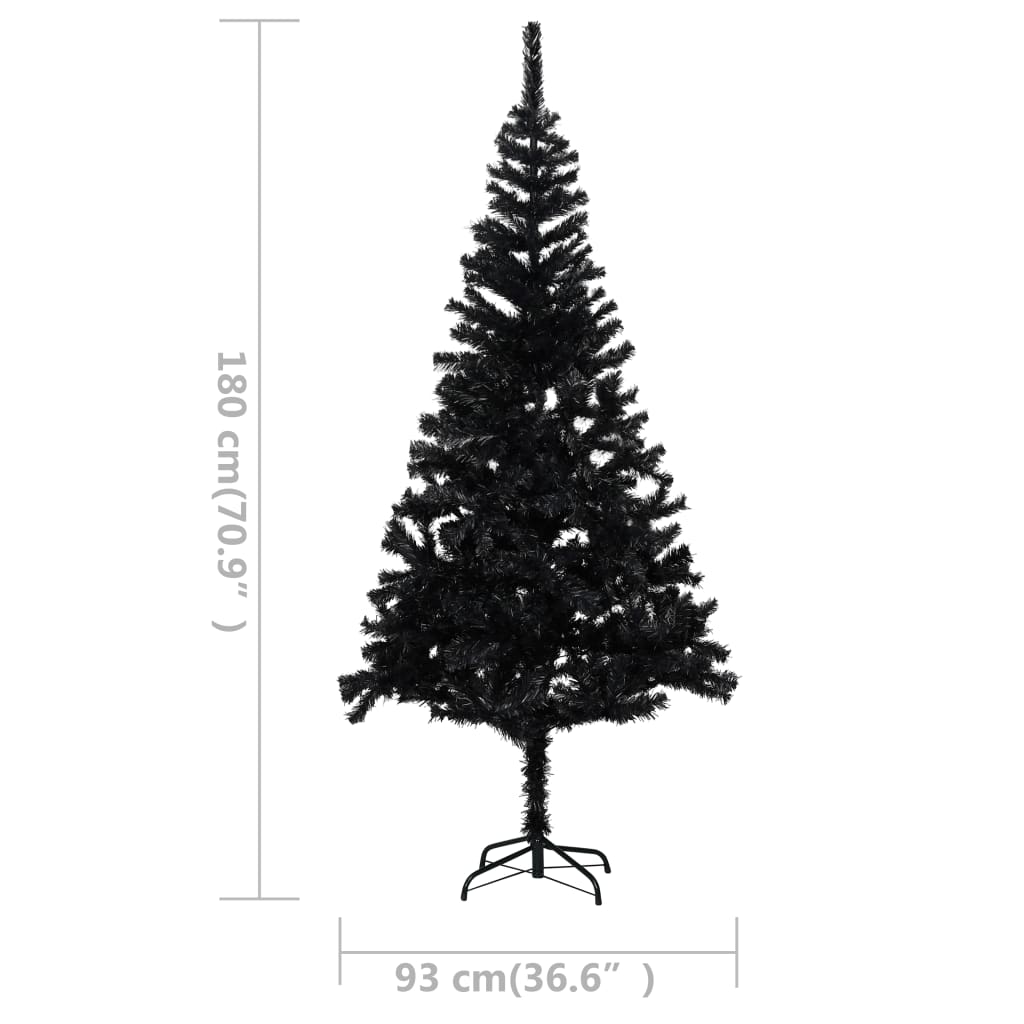 Kunstkerstboom Met Led's En Standaard 180 Cm Pvc Zwart