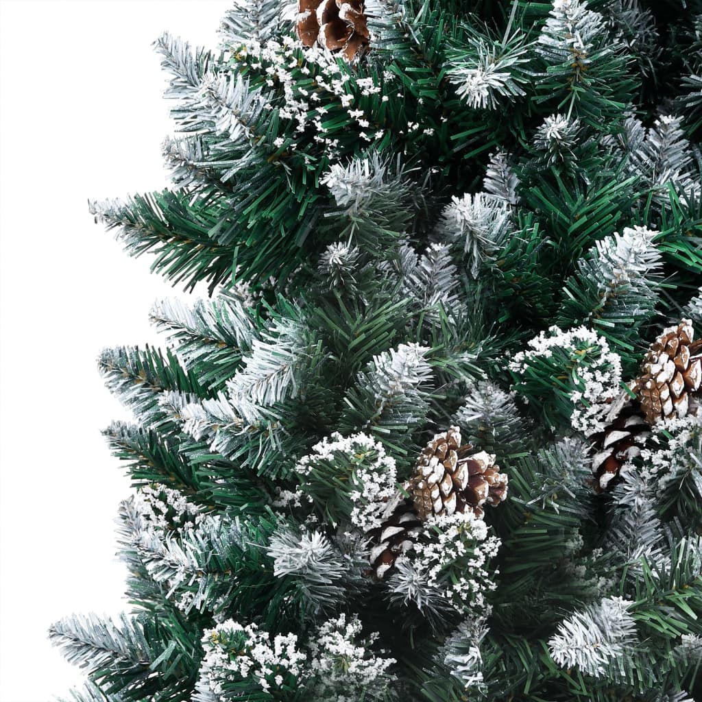 Kunstkerstboom Met Led's En Dennenappels En Witte Sneeuw 180 Cm