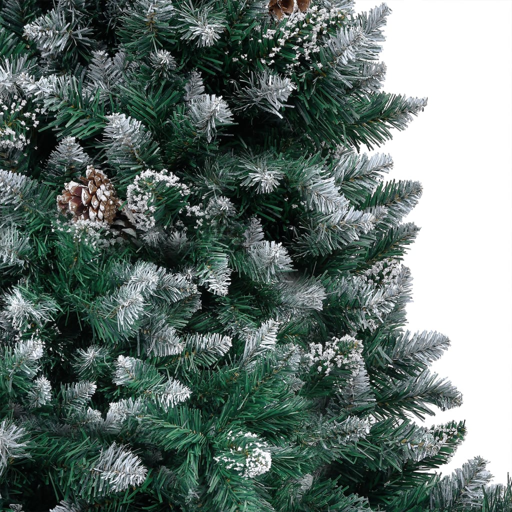 Kunstkerstboom Met Led's En Dennenappels En Witte Sneeuw 180 Cm