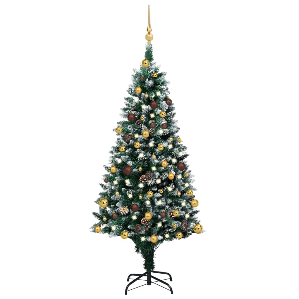 Kunstkerstboom Met Led's En Kerstballen En Dennenappels 150 Cm