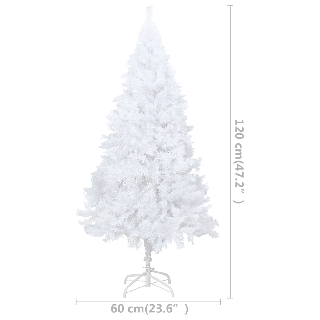 Kunstkerstboom Met Led's En Kerstballen 120 Cm Pvc Wit