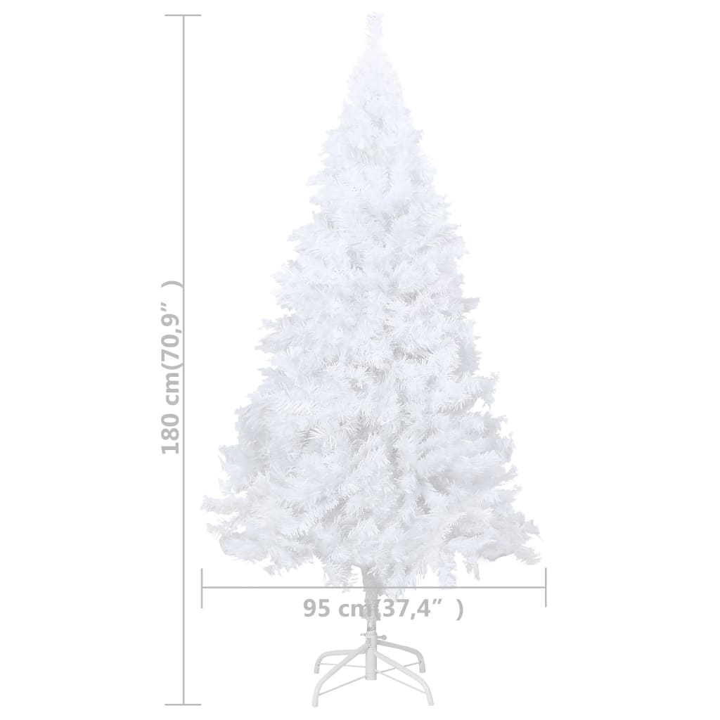 Kunstkerstboom Met Led's En Kerstballen 180 Cm Pvc Wit