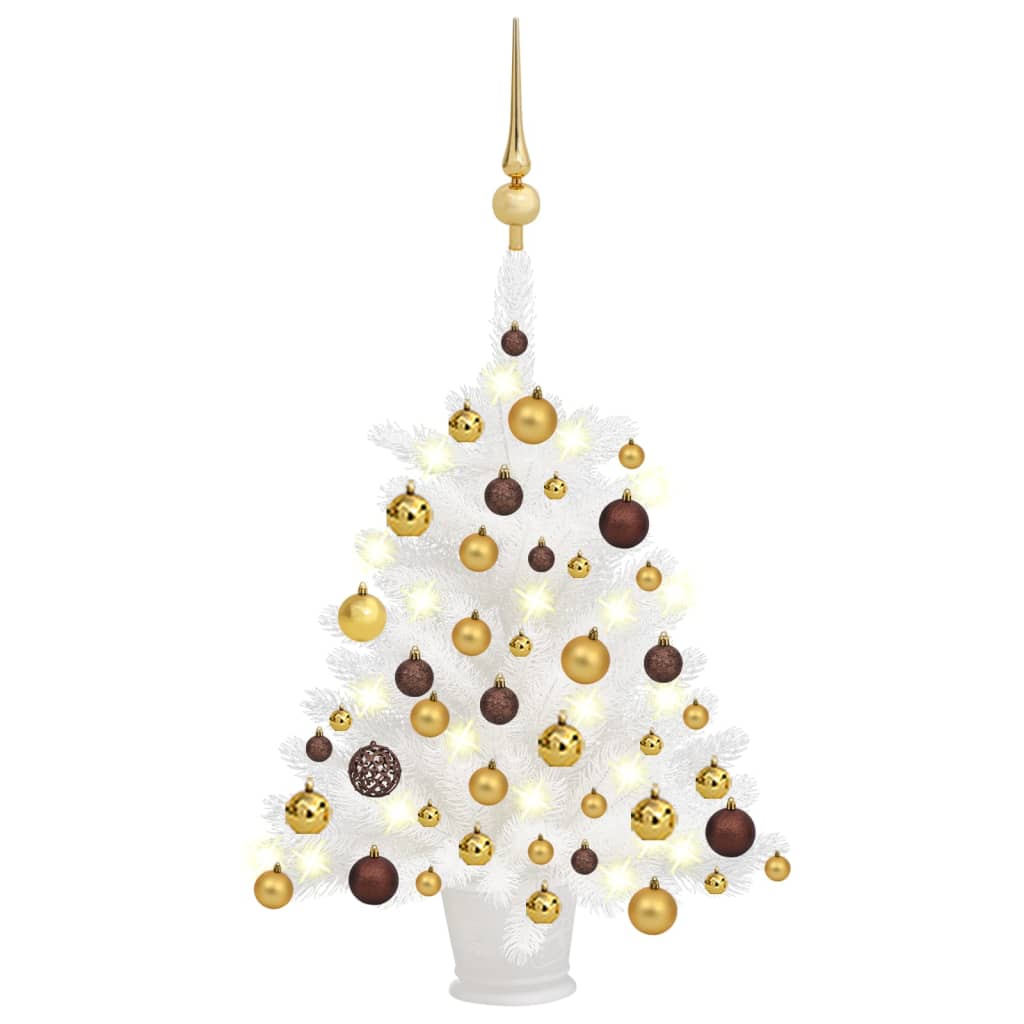 Kunstkerstboom Met Led's En Kerstballen 65 Cm Wit