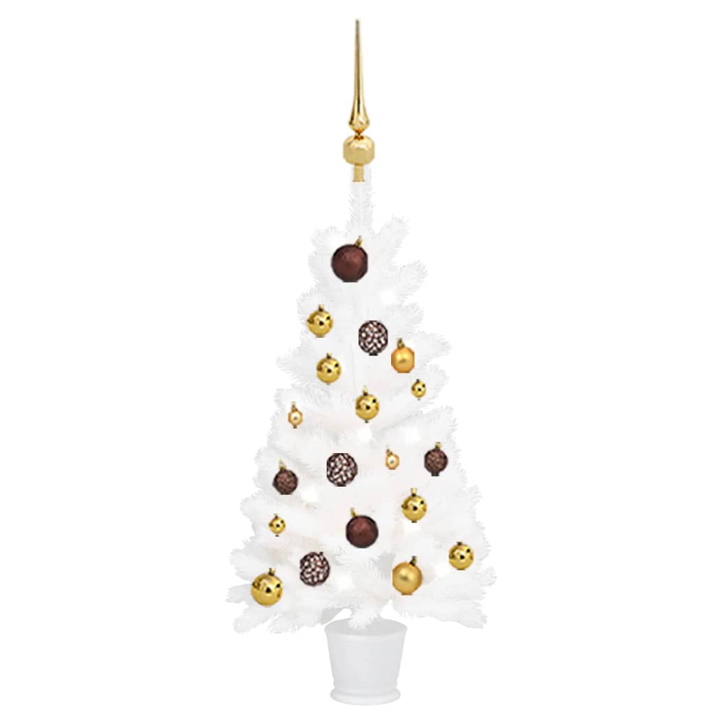 Kunstkerstboom Met Led's En Kerstballenset 90 Cm Wit