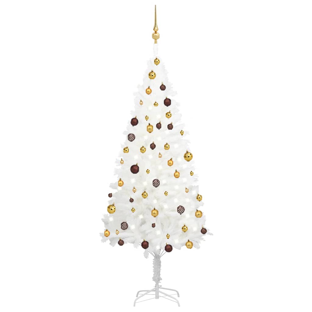 Kunstkerstboom Met Led's En Kerstballen 180 Cm Wit