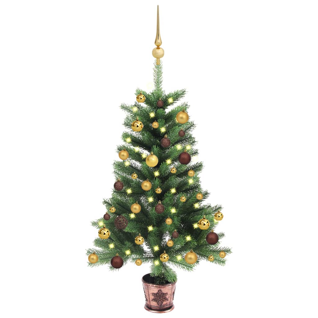 Kunstkerstboom Met Led's En Kerstballen 65 Cm Groen