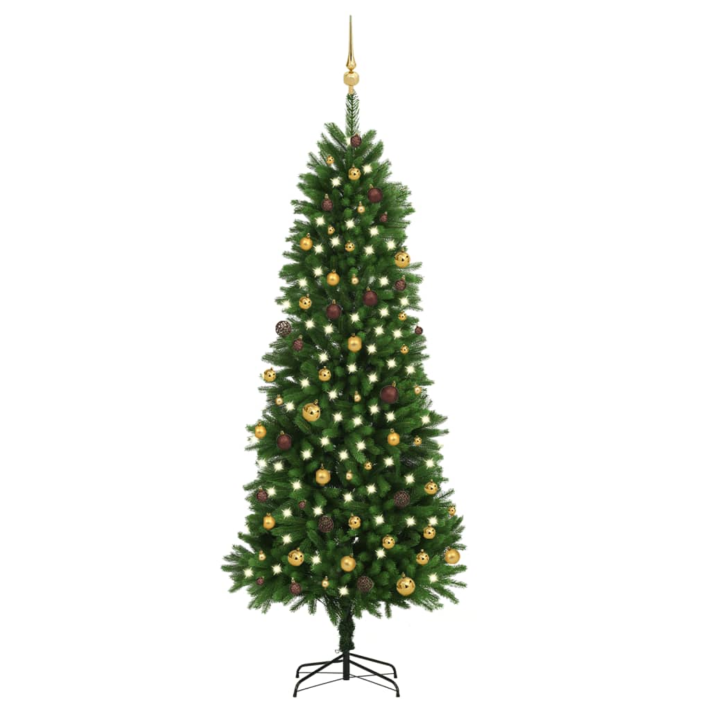 Kunstkerstboom Met Led's En Kerstballen 240 Cm Groen