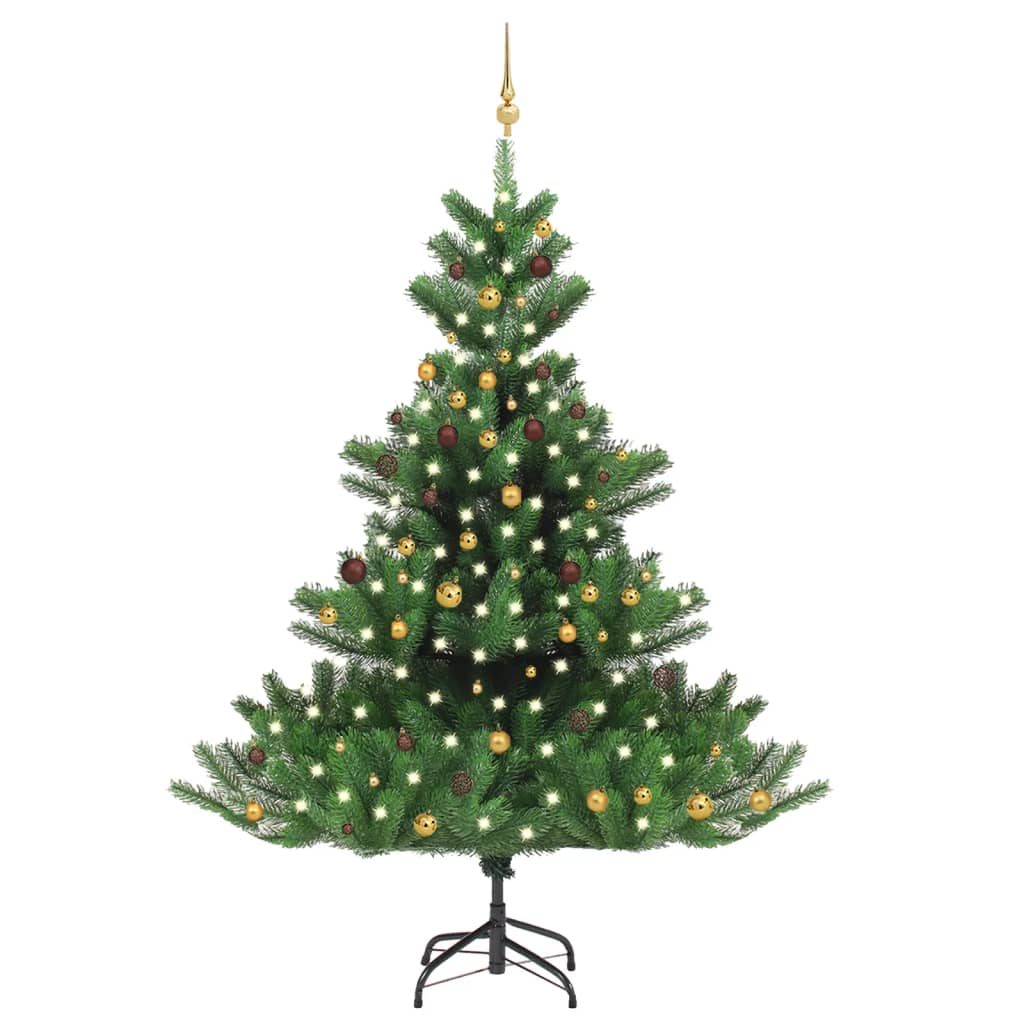 Kunstkerstboom Nordmann Met Led's En Kerstballen 240 Cm Groen