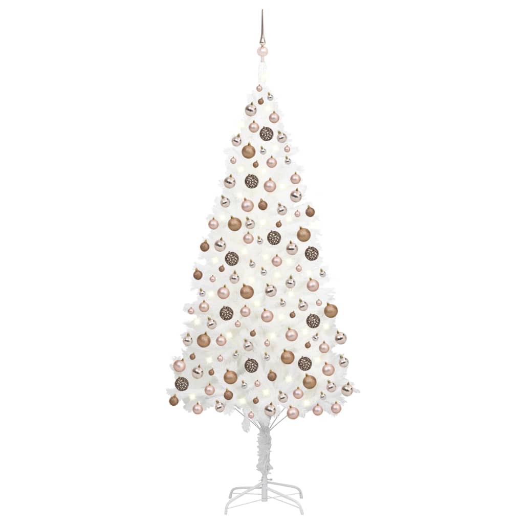 Kunstkerstboom Met Led's En Kerstballen 240 Cm Wit