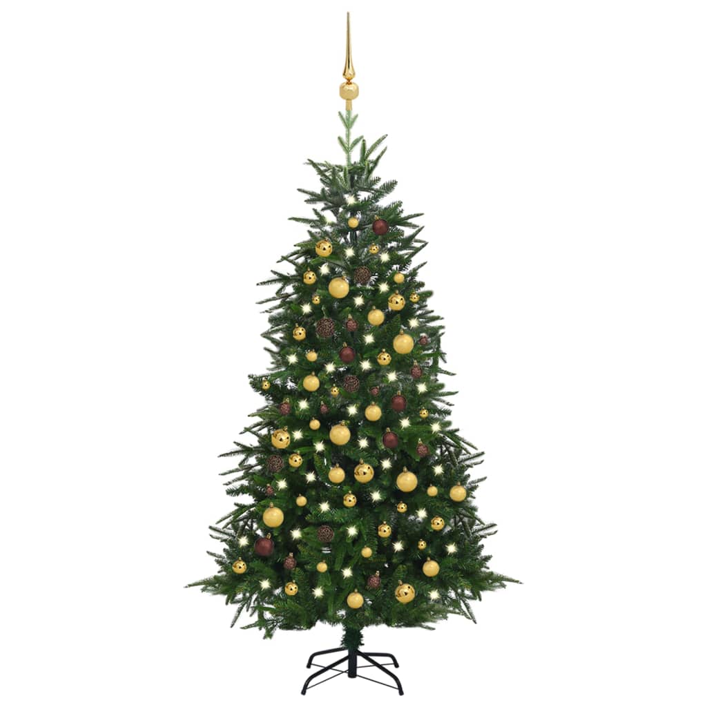 Kunstkerstboom Met Led's En Kerstballen 180 Cm Pvc En Pe Groen