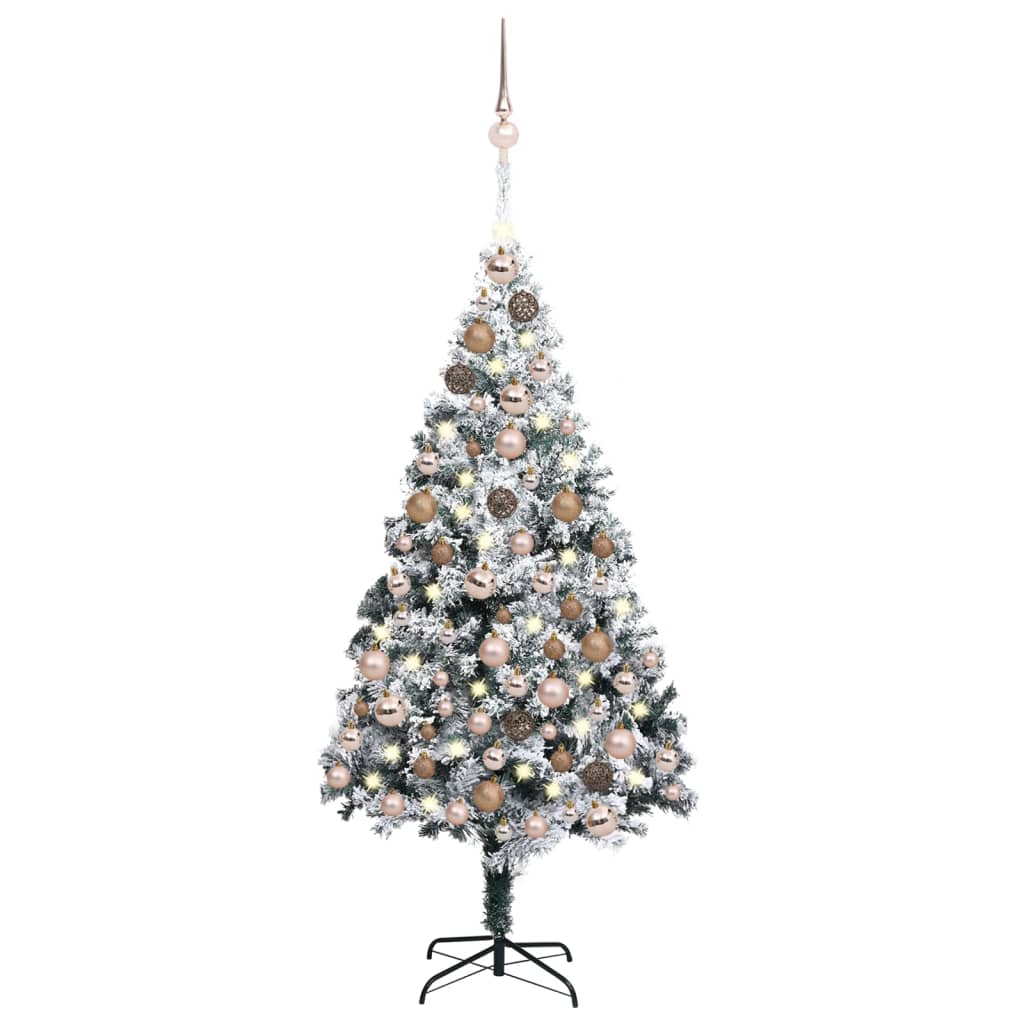 Kunstkerstboom Met Led's En Kerstballen 180 Cm Pvc Groen