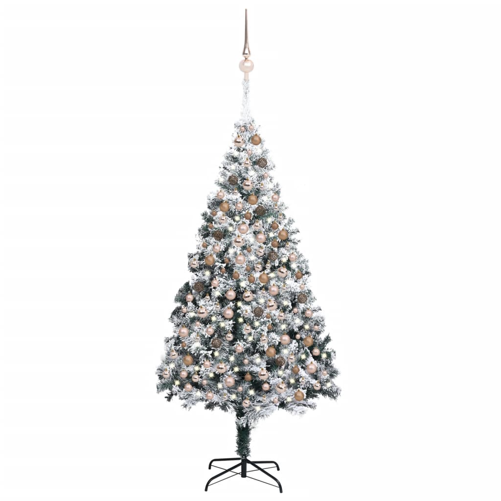 Kunstkerstboom Met Led's En Kerstballen 240 Cm Pvc Groen