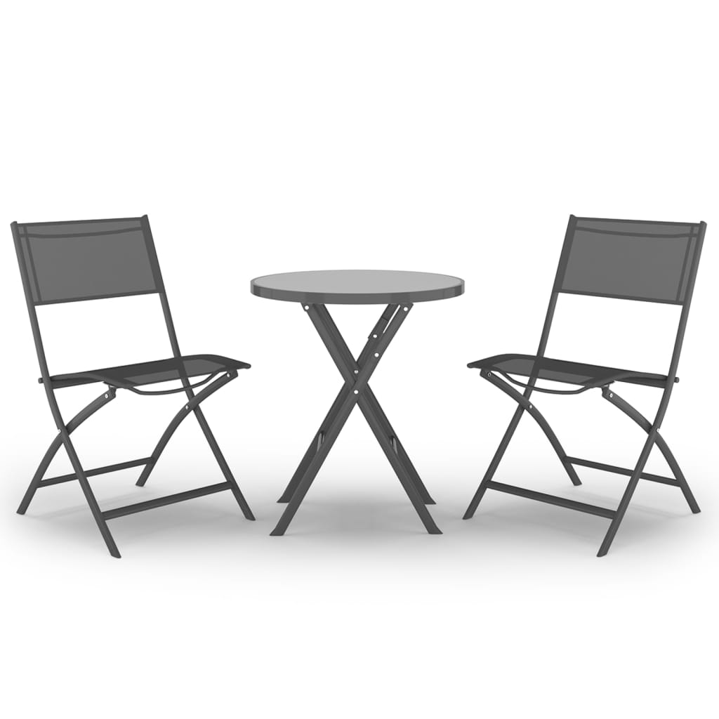 3-Delige Bistroset Inklapbaar Staal Grijs