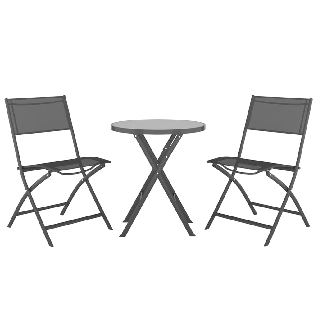 3-Delige Bistroset Inklapbaar Staal Grijs