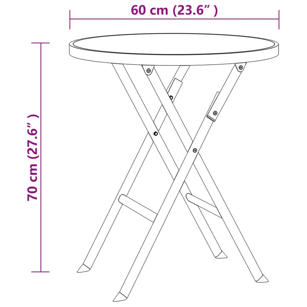 3-Delige Bistroset Inklapbaar Staal Grijs