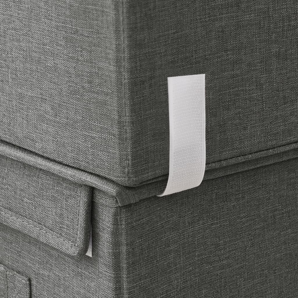 2-Delige Opbergboxenset Met Deksel Stapelbaar Stof Antraciet