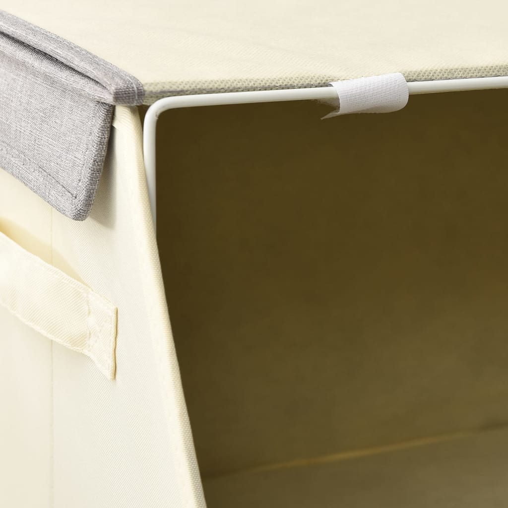 3-Delige Opbergboxenset Stapelbaar Stof Grijs En Crèmekleurig