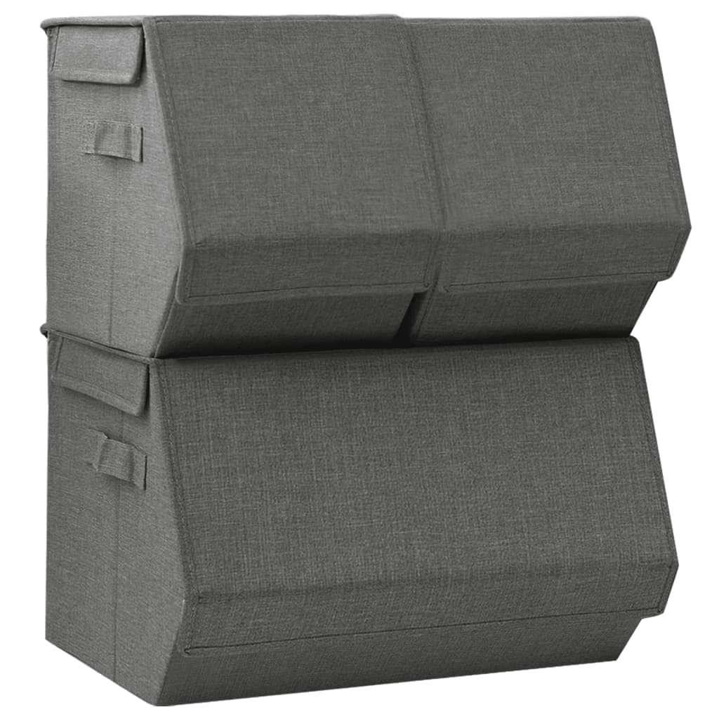 3-Delige Opbergboxenset Stapelbaar Stof Antracietkleurig