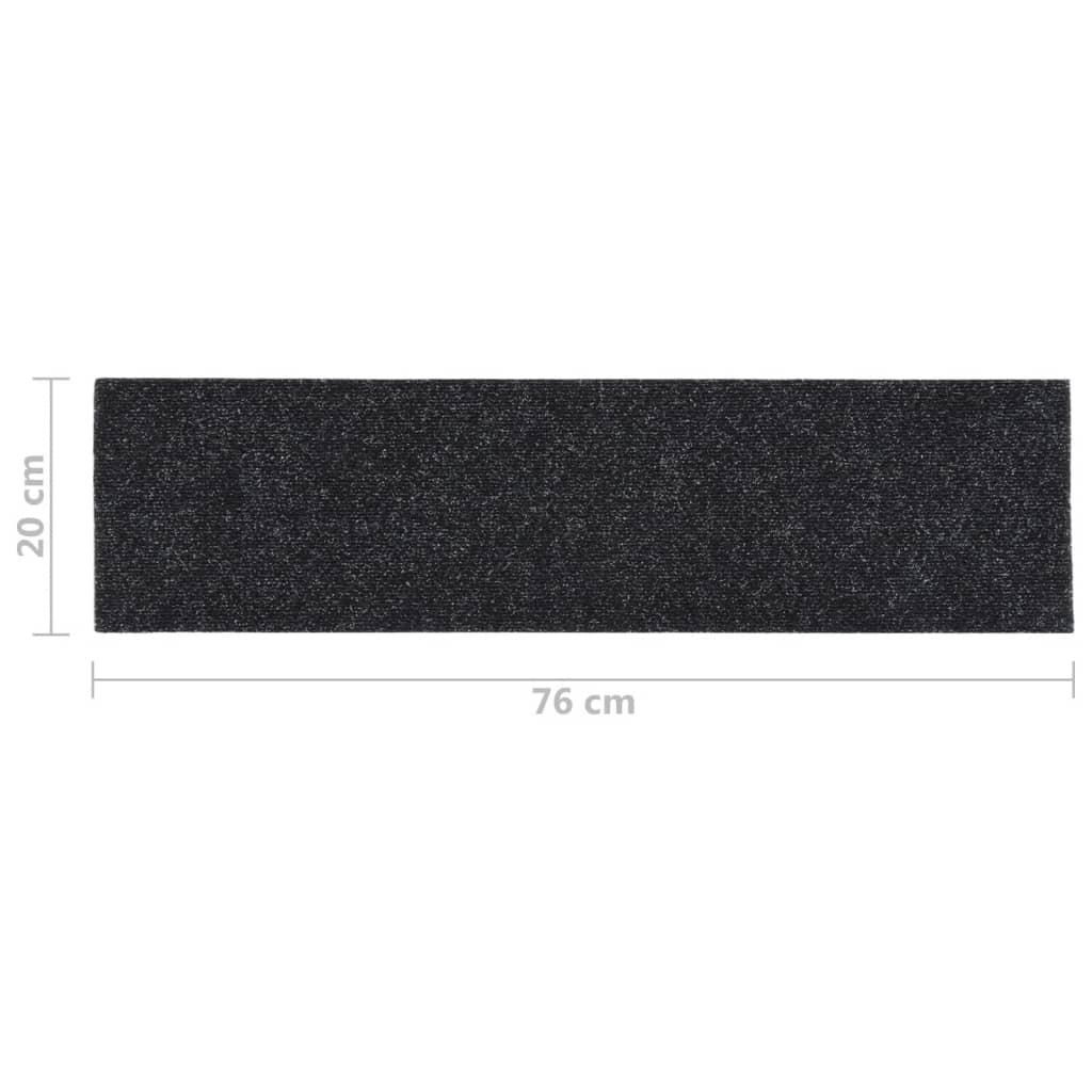 15 St Trapmatten Zelfklevend Rechthoekig 76X20 Cm Zwart