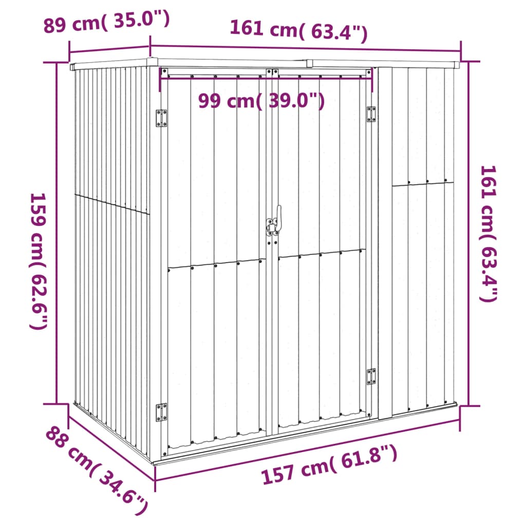 Tuinschuur 161X89X161 Cm Gegalvaniseerd Staal Antracietkleurig