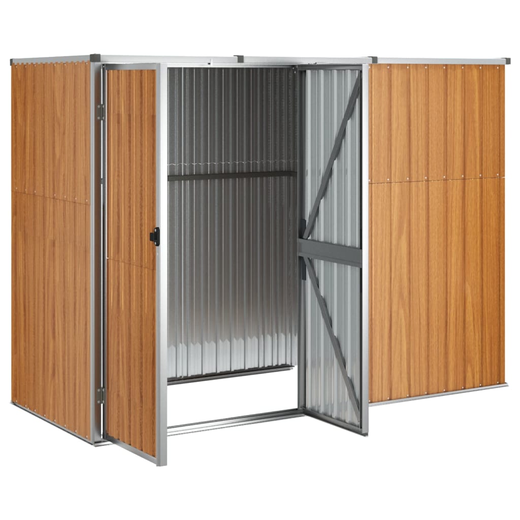Tuinschuur 225X89X161 Cm Gegalvaniseerd Staal Bruin