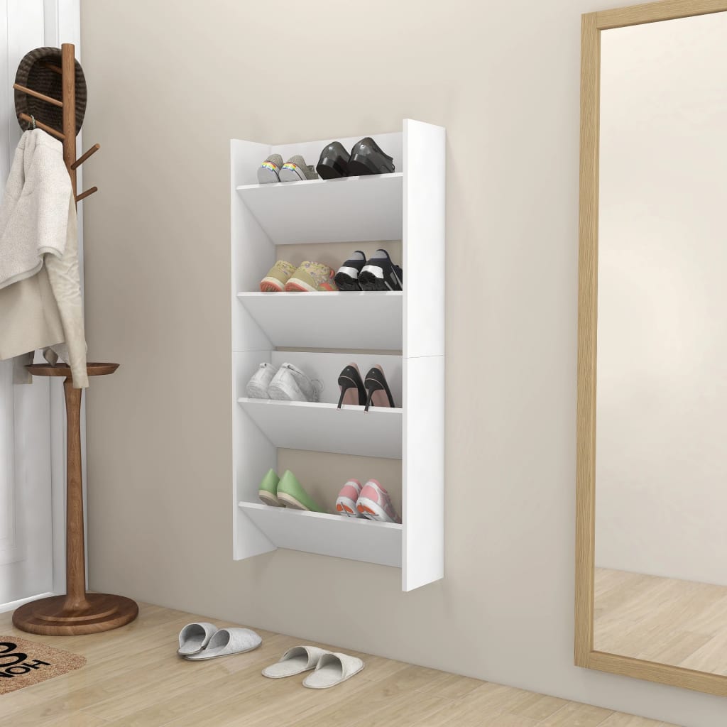 Wandschoenenkasten 2 St 60X18X60 Cm Bewerkt Hout Wit