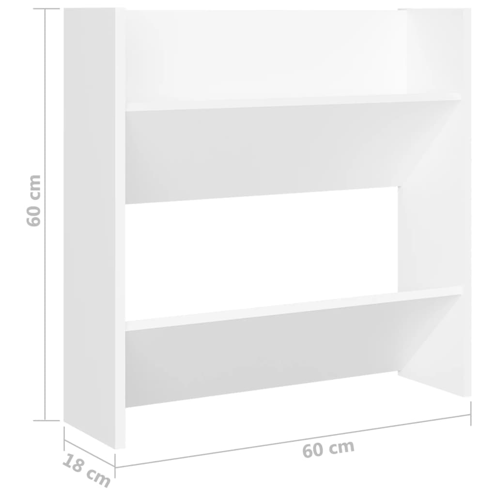 Wandschoenenkasten 2 St 60X18X60 Cm Bewerkt Hout Wit