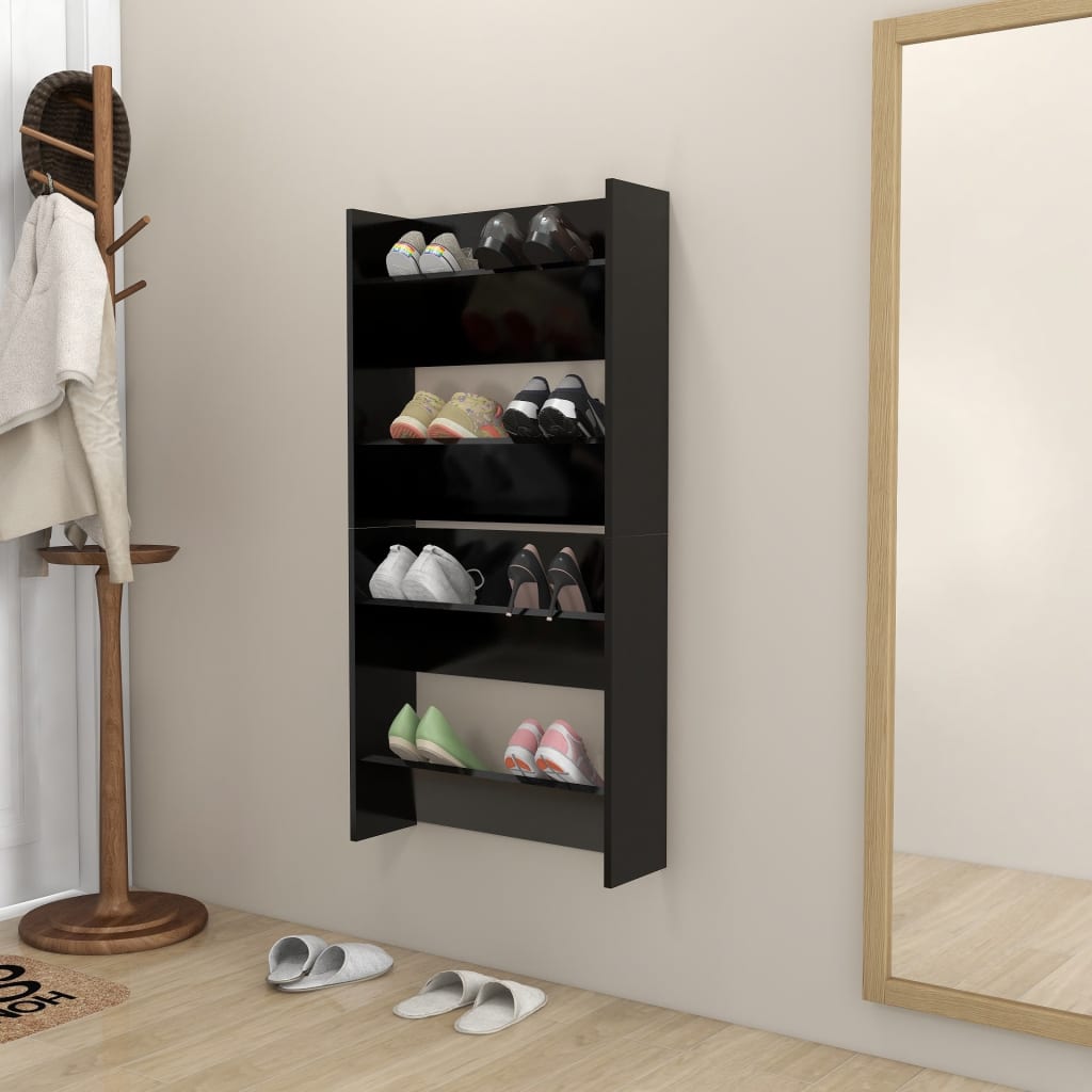Wandschoenenkasten 2 St 60X18X60 Cm Spaanplaat Zwart