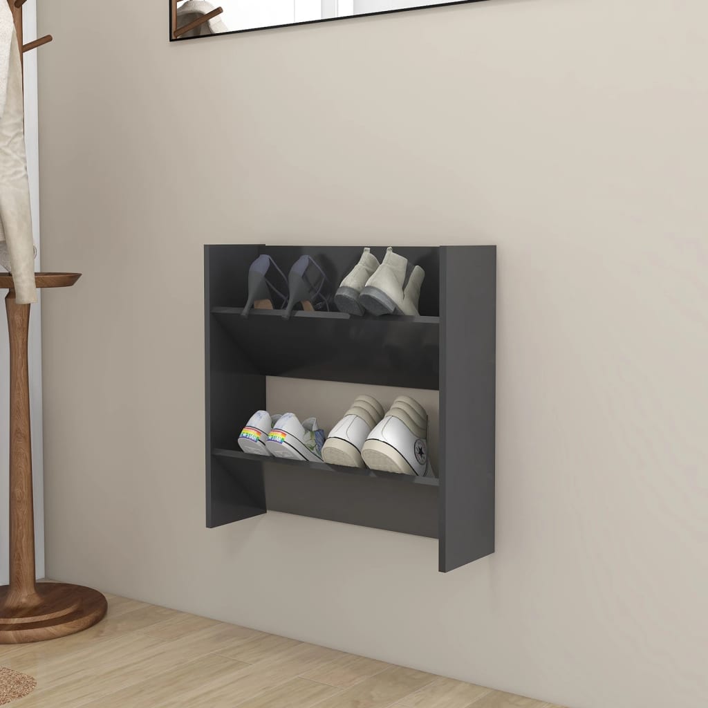 Wandschoenenkast 60X18X60 Cm Spaanplaat Grijs