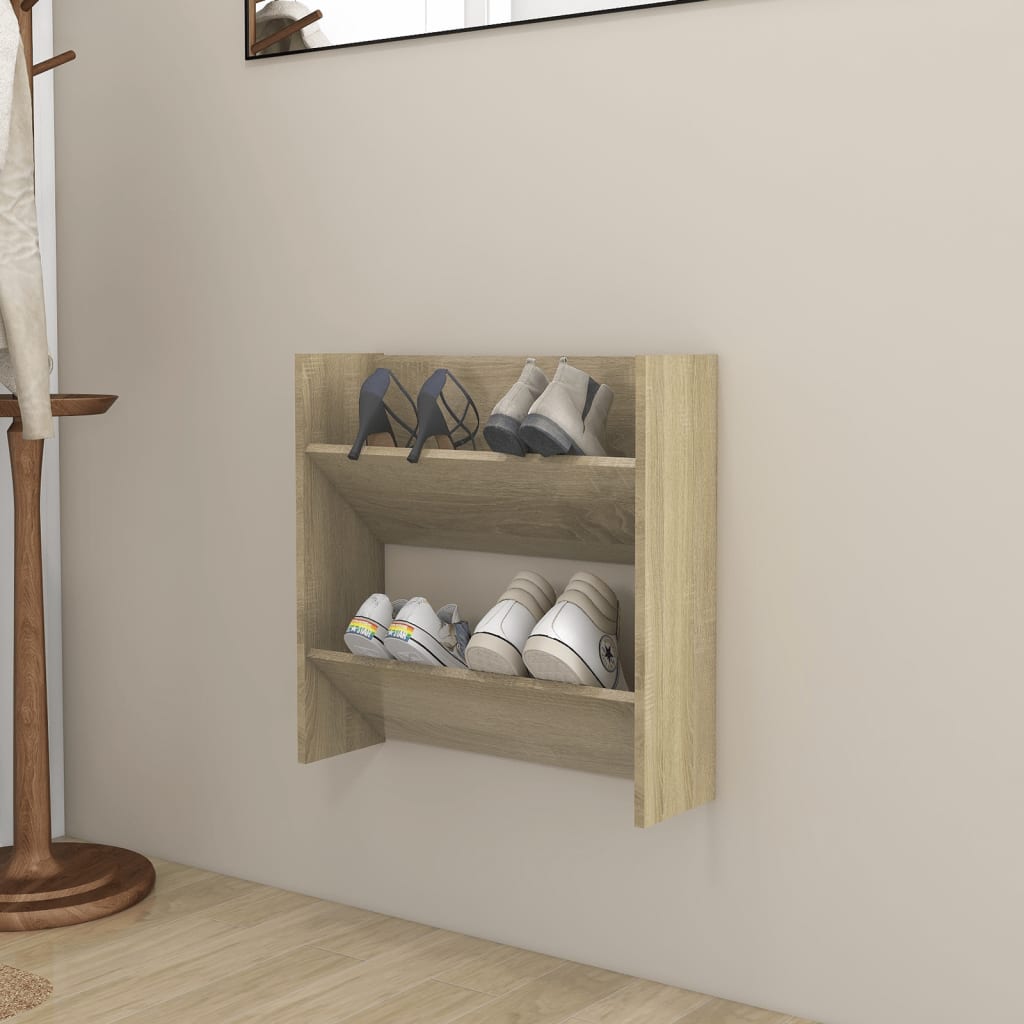 Wandschoenenkast 60X18X60 Cm Spaanplaat Sonoma Eikenkleurig