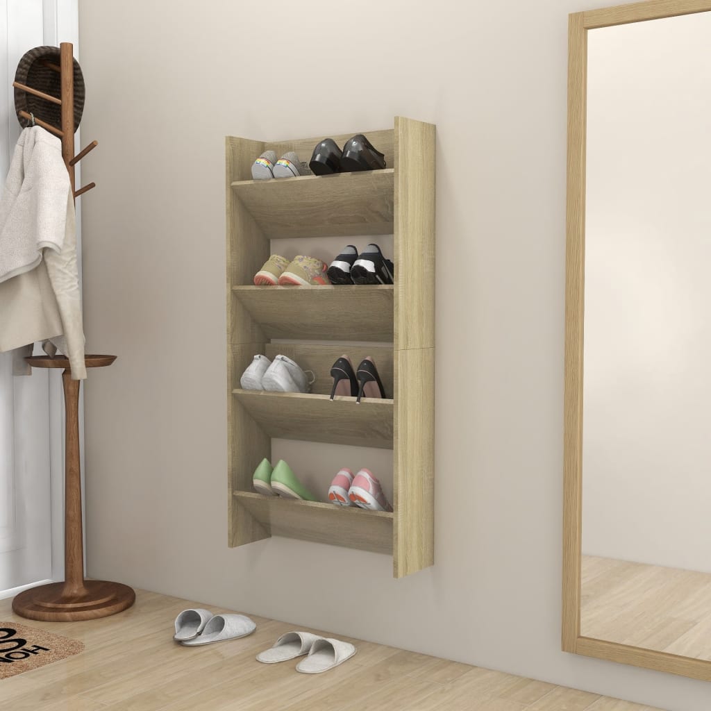 Wandschoenenkasten 2 St 60X18X60 Cm Spaanplaat Sonoma Eiken