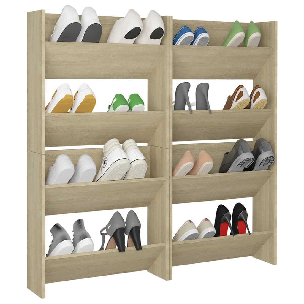 Wandschoenenkasten 4 St 60X18X60 Cm Spaanplaat Sonoma Eiken