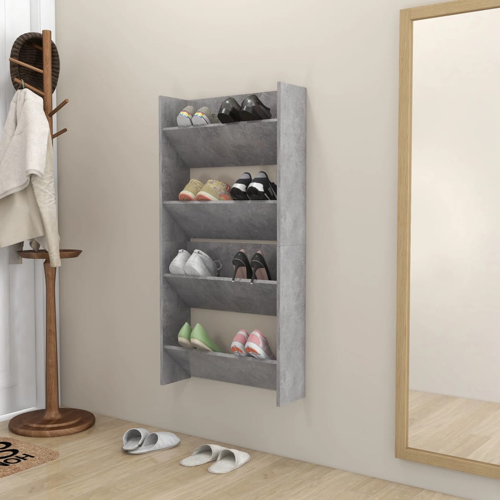 Wandschoenenkasten 2 St 60X18X60 Cm Spaanplaat Betongrijs