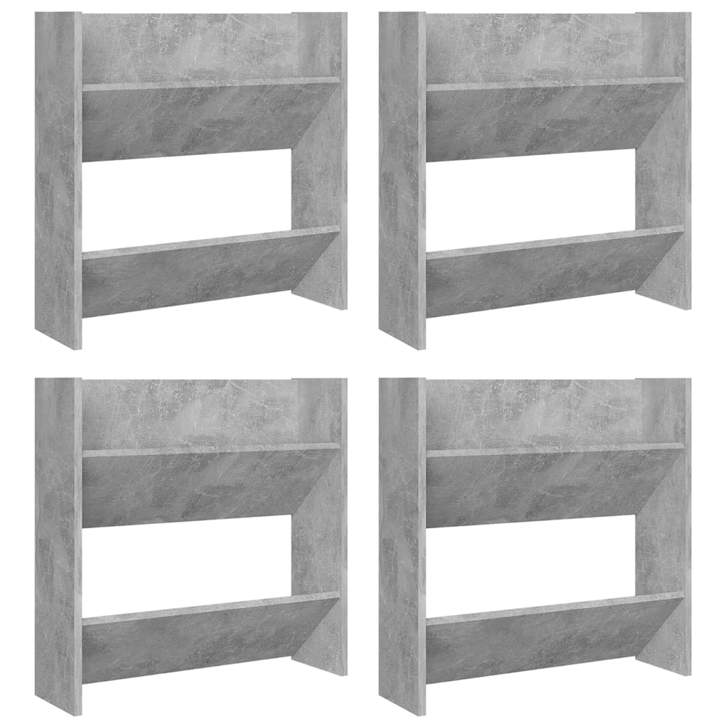 Wandschoenenkasten 4 St 60X18X60 Cm Spaanplaat Betongrijs