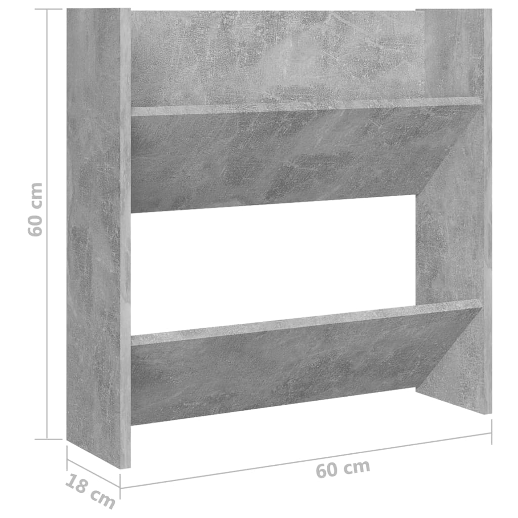 Wandschoenenkasten 4 St 60X18X60 Cm Spaanplaat Betongrijs